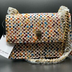 Kurt Geiger London Multicolor Woven leather Tweed Kensington Shoulder Bag NWT